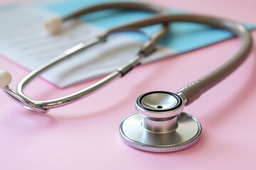 Medical Stethoscope on Pink Background