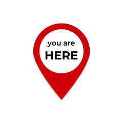 A red location pin features the text you are here in bold black letters within a white circle.