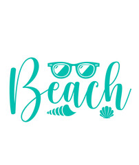 Beach typography clip art design on plain white transparent isolated background for card, shirt, hoodie, sweatshirt, apparel, tag, mug, icon, poster or badge