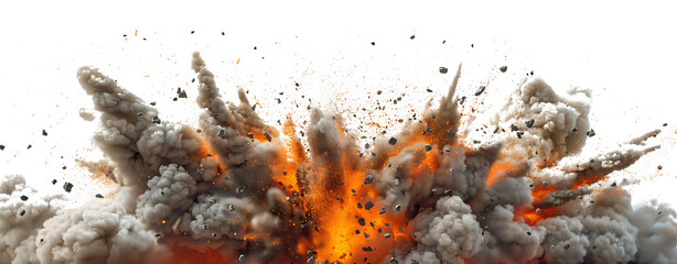 Explosion with Smoke and Sparks in white & transparent