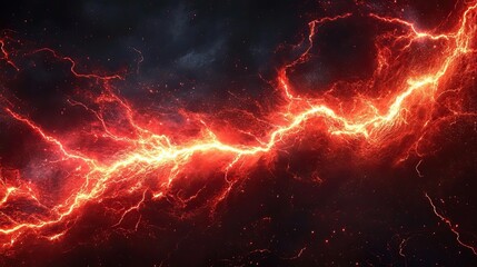 Vivid red lightning streaks. 