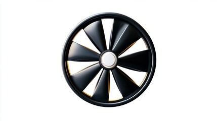 Obraz premium Black Circular Fan with Multiple Blades on White Background