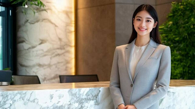 美しいホテルのフロント係