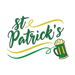 Naklejka premium St. Patrick's Day Logo with Beer Mug Design