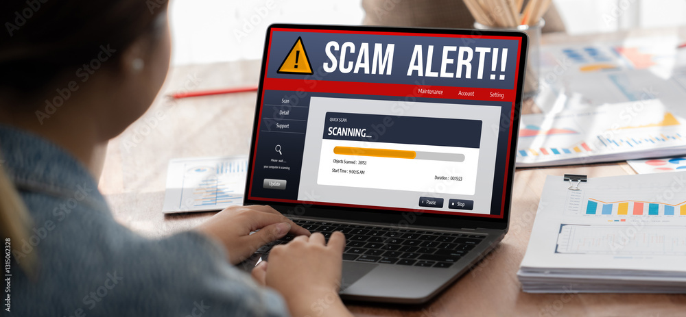 Aufkleber cyber security software show alert of cyber attack for protection brisk. danger from virus, phishing