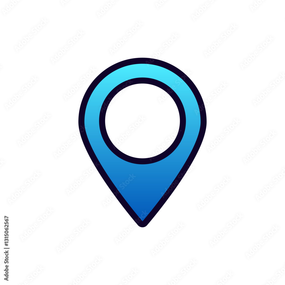 Poster a blue location pin icon design used for navigation and map positioning in various digital devices.
