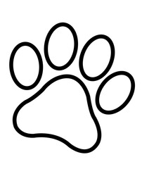 Dog paw print clip art design on plain white transparent isolated background for card, shirt, hoodie, sweatshirt, apparel, card, tag, mug, icon, poster or badge