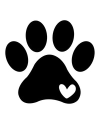 Dog paw print clip art design on plain white transparent isolated background for card, shirt, hoodie, sweatshirt, apparel, card, tag, mug, icon, poster or badge
