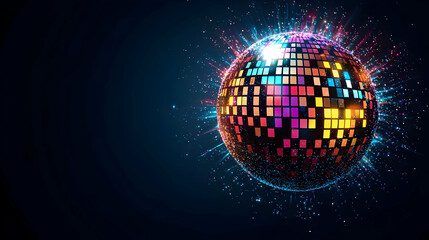 Rotating Disco Ball With Colorful Sparkles On Dark Background Reflecting Light In Festive Celebration Atmosphere Optimized For Adobe Stock Photo