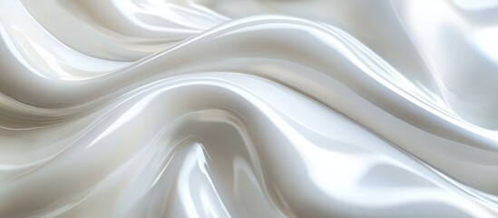 Obraz premium Luxurious fluid silk fabric in soft white waves creating an abstract flowing texture 