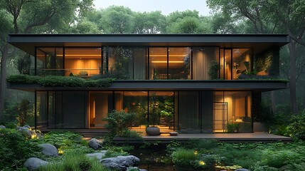 wooden house in the forest 