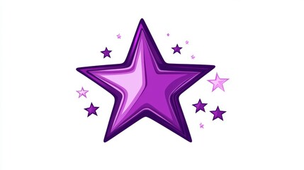 Obraz premium Purple Star with Smaller Stars on White Background