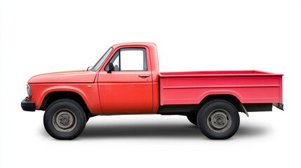 Red Vintage Pickup Truck on White Background