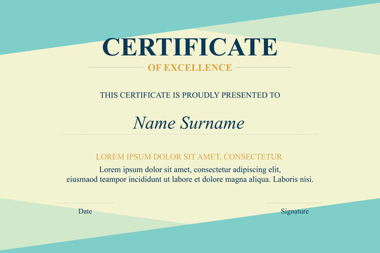Teal-beige certificate of excellence template