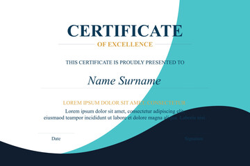 Teal-blue award certificate design template