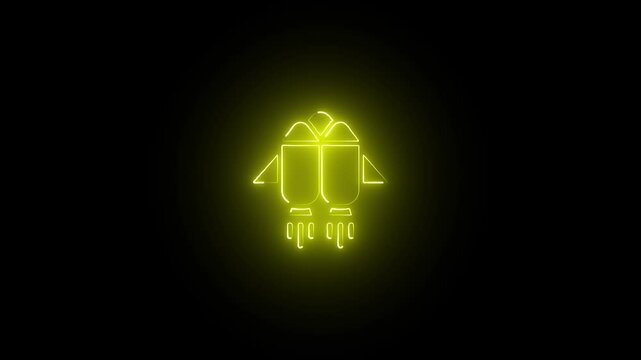 Startup concept, a newly formed business with particular momentum behind it based on perceived demand for its product or service. Glowing neon line of Startup icon isolated on transparent background.