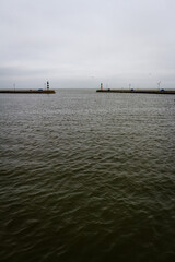 A view of Nida harbor in Lithuania on a gloomy day.
