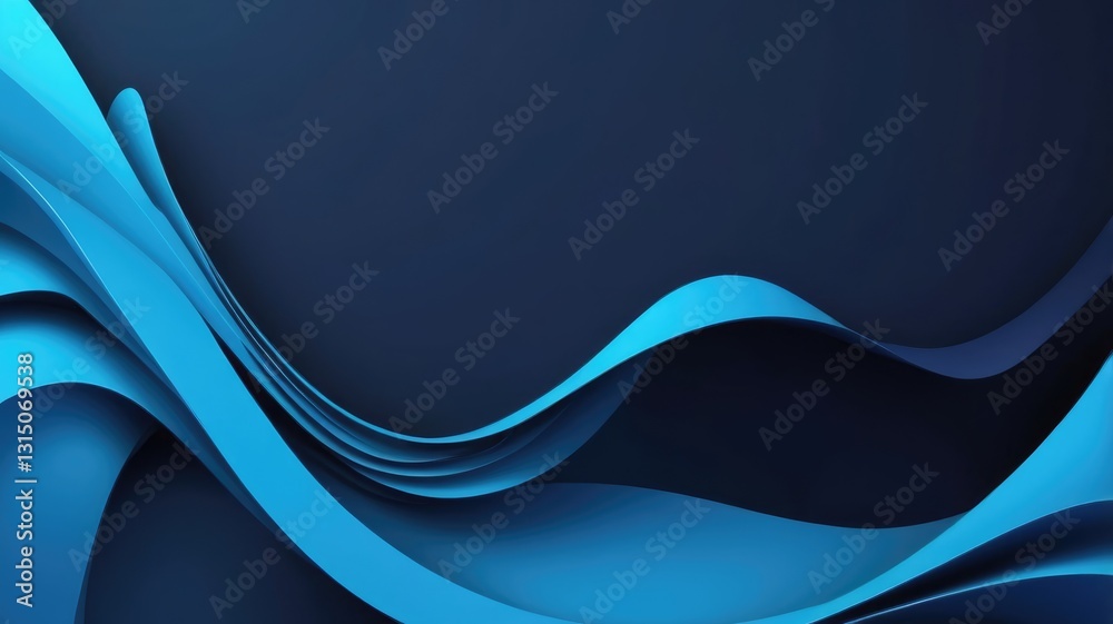 Wall mural serene blue waves flowing rhythmically, creating a calming and peaceful abstract seascape with deep 