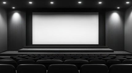 Fototapeta premium Empty modern movie theater with blank screen.