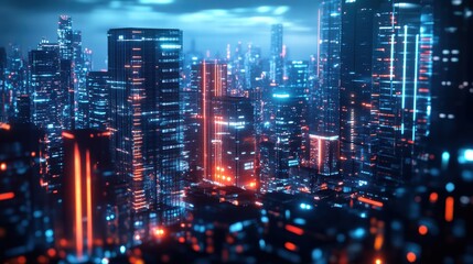 Obraz premium AI-Generated Futuristic Urban Cityscape with Smart Technology