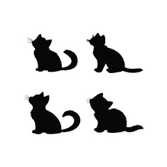 Fototapeta premium A set black cat silhouette isolated on white background