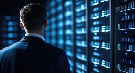 Fototapeta premium Data Guardian: Database Administrator Safeguarding Company and Client Information in the Cloud