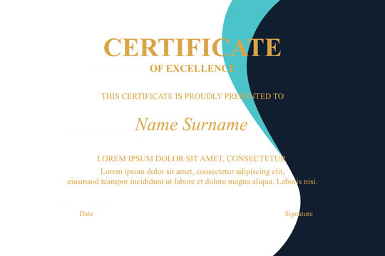 Teal-navy certificate of excellence design template