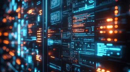 Naklejka premium AI-Powered Supercomputer Visualizing Complex Learning