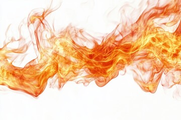 Abstract fiery smoke design with vibrant orange and yellow hues against a white background element effect