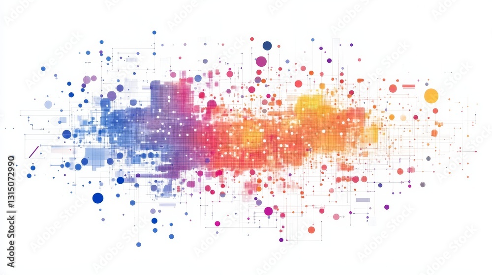 Poster this vibrant and dynamic background features an abstract composition of colorful dots and shapes, pe