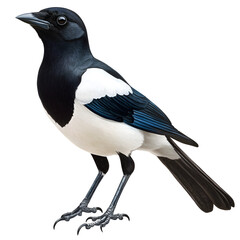 Fototapeta premium Azurewinged Magpie Illustration Bird, Feathers, Wildlife, Nature, Avian, Black, White, Blue, Talons,