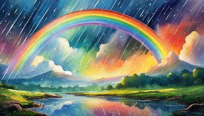 rainbow over the lake