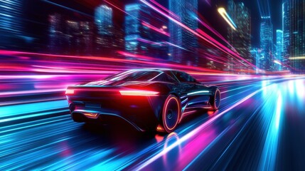 Fototapeta premium Autonomous AI-controlled Vehicle Navigating Smart City