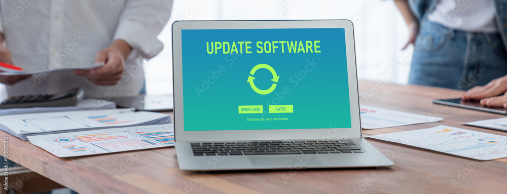 Aufkleber Software update on computer for brisk version of device software upgrade