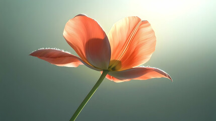 Obraz premium Backlit orange tulip, garden bloom, sunny day, peaceful background, perfect for spring greeting cards