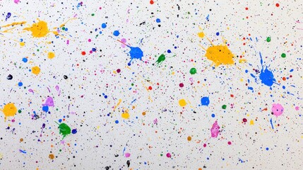 Colorful paint splatters on white surface (1)
