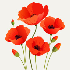 Obraz premium Vibrant Red and Orange Poppies in a Delicate Botanical Close-Up.