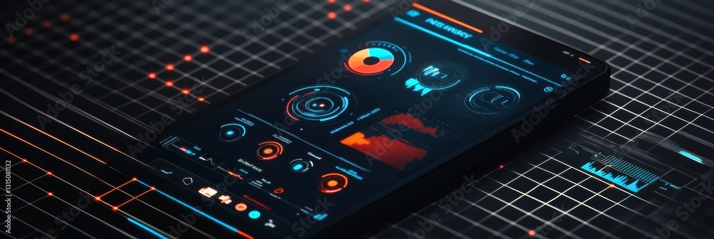 Aufkleber sleek mobile app interface for smart hair gadgets with modern design and glowing elements