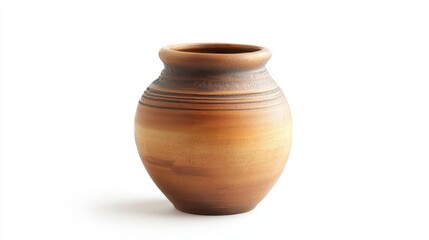 A beautiful hand-crafted ceramic vase on a white isolated background