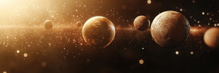 Unique virtual worlds are connected by light beams in a cosmic arrangement illustrating the feeling of infinite possibilities