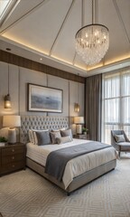 Fantastic and Luxurious Master Bedroom with Stunning Chandelier