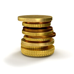 Stacked coins finance isolated on white background