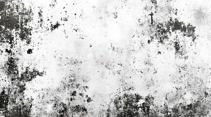 A gritty and noisy white grunge overlay with a chaotic mix of cracks, smudges, and scattered stains. Rough, uneven textures blend with subtle dust particles and faded ink splatters, giving the