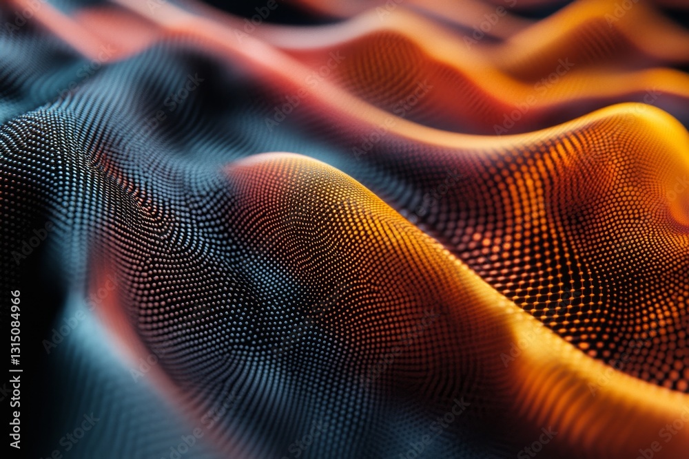 Wall mural a colorful, abstract pattern of lines and dots. the colors are orange and blue. the pattern is very 
