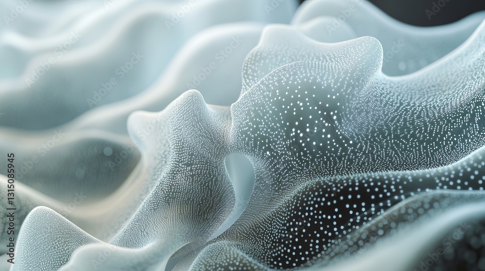 Poster this abstract image showcases the conceptual visualization of data flow represented through fluid wa