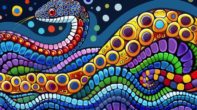 Colorful snake swimming in water