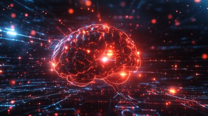 Fototapeta premium Futuristic AI Brain Scanning Digital Information Ultimate