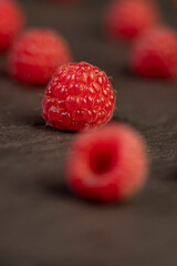 fresh red raspberries on the table