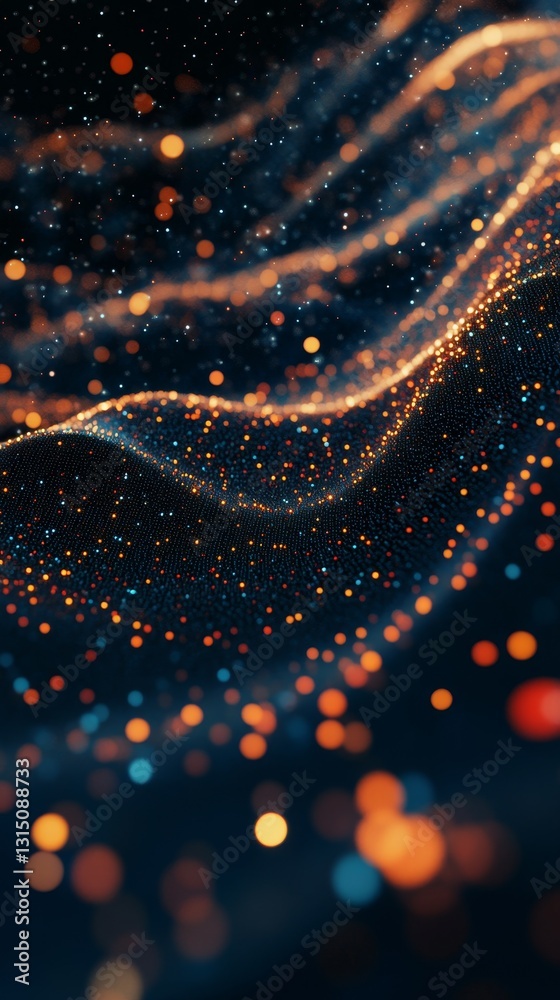 Wall mural a blurry image of a wave with many small dots of light. the image has a dreamy, ethereal quality to 