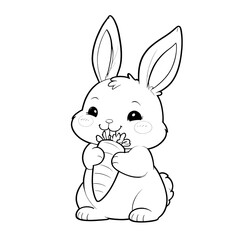 Easy and bold bunny coloring page for kids and adults